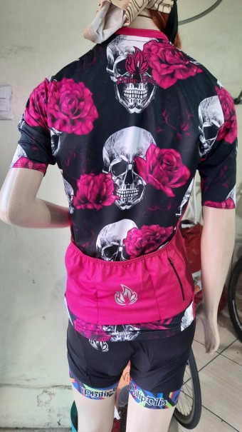 Camiseta de Ciclismo Feminina de Caveira