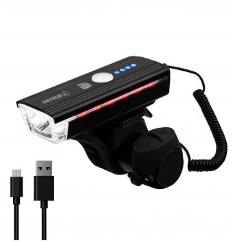 Farol Led com Sensor e Buzina 350 lumens Usb para Bike