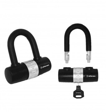 Cadeado Bike U Chave  Com  Cabo Aço 1,5M X 12MM Preto